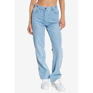 Versace Jeans La Vacanza Embellished High-Rise 29 Denim Luxury Retail $1995